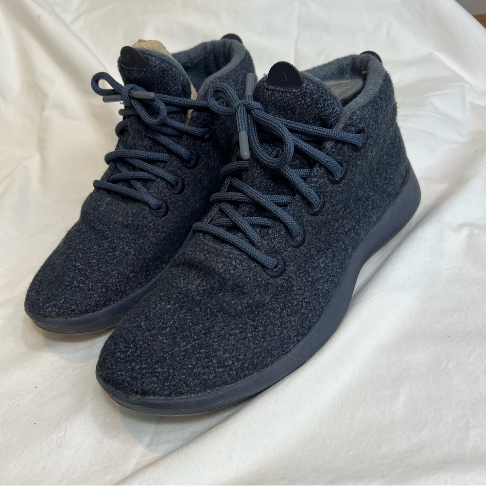 Women’s Allbirds blue washable wool high top sneakers size 10